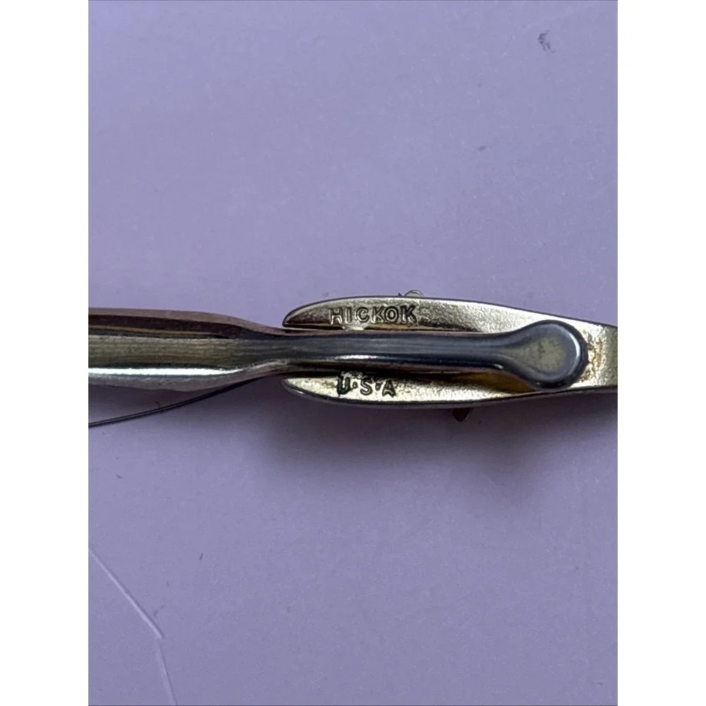 Vintage Hickok Fishing Pole Tie Clip Bar Gold Tone Marked Signed Made in U.S.A